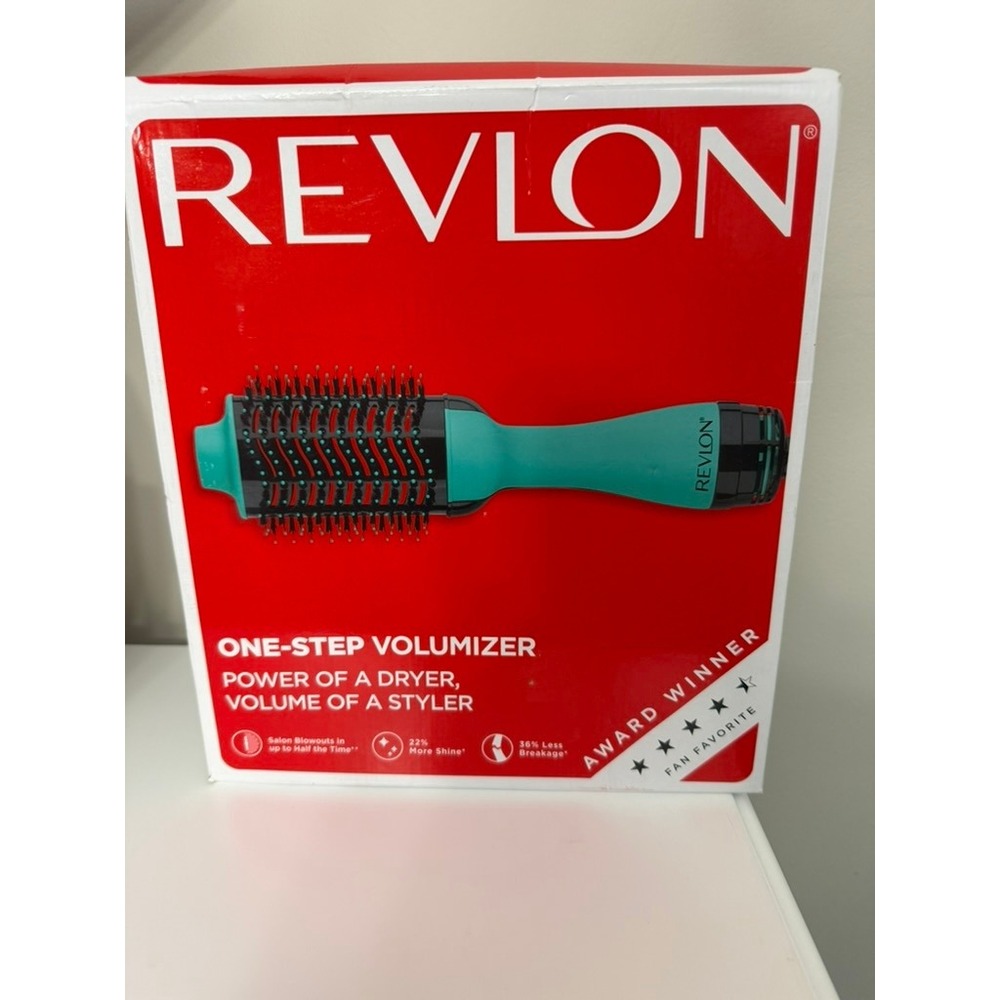 Revlon One-Step Volumizer Hair Dryer Brush Teal Black Salon Hot Air Brush NWT